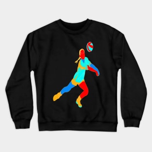 COLORFUL SURREAL RETRO NEON GIRL VOLLEYBALL PLAYER Crewneck Sweatshirt